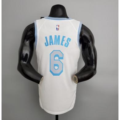 Maillot 2021 James#6 Lakers Retro blanc