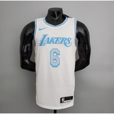 Maillot 2021 James#6 Lakers Retro blanc