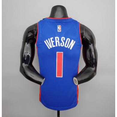 Maillot 75th ANNIVERSAIRE Iverson #1 Pistons Blue