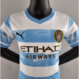 Maillot 22/23 Manchester City Conmemorativa Blanc Bleu Enfant