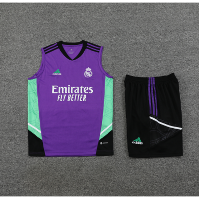 Maillot Sans Manches Real Madrid CF dentrainement 2022-2023 Púrpura+ Pantalon