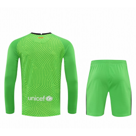 Maillot Barcelona Gardien Vert Manches Longues Enfant