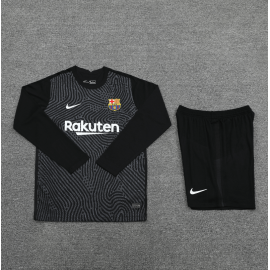 Maillot Gardien Barcelona 2021 Noir Manches Longues