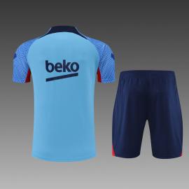 Maillot 22/23 Barcelona Entreno Equipacion Manga Corta Bleu