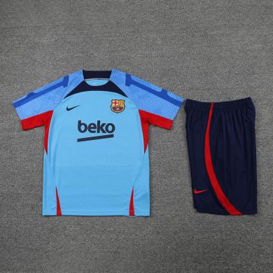 Maillot 22/23 Barcelona Entreno Equipacion Manga Corta Bleu