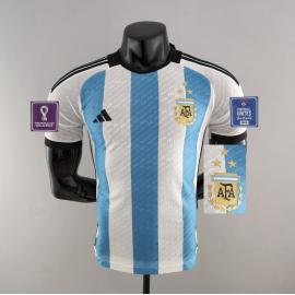 Maillot Argentine Domicile Authentique World Cup 2022 3 Estrellas