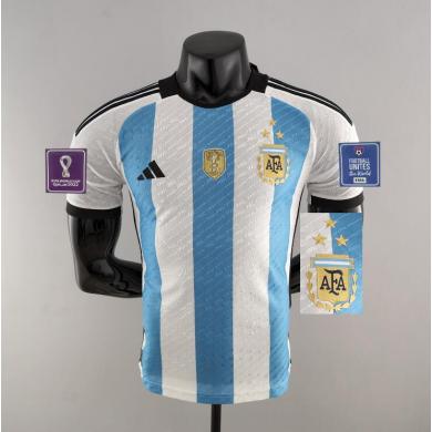 Maillot Argentine Domicile Authentique World Cup 2022 3 Estrellas